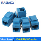 Blue RJ45 Connector RJ45 Keystone Jack Cat6 RJ45 Extension Coupler Ethernet Network LAN Cat 6 Coupler Jacks Extend Adapter Black