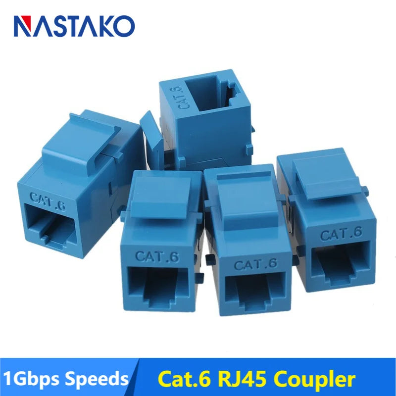 Blue RJ45 Connector RJ45 Keystone Jack Cat6 RJ45 Extension Coupler Ethernet Network LAN Cat 6 Coupler Jacks Extend Adapter Black