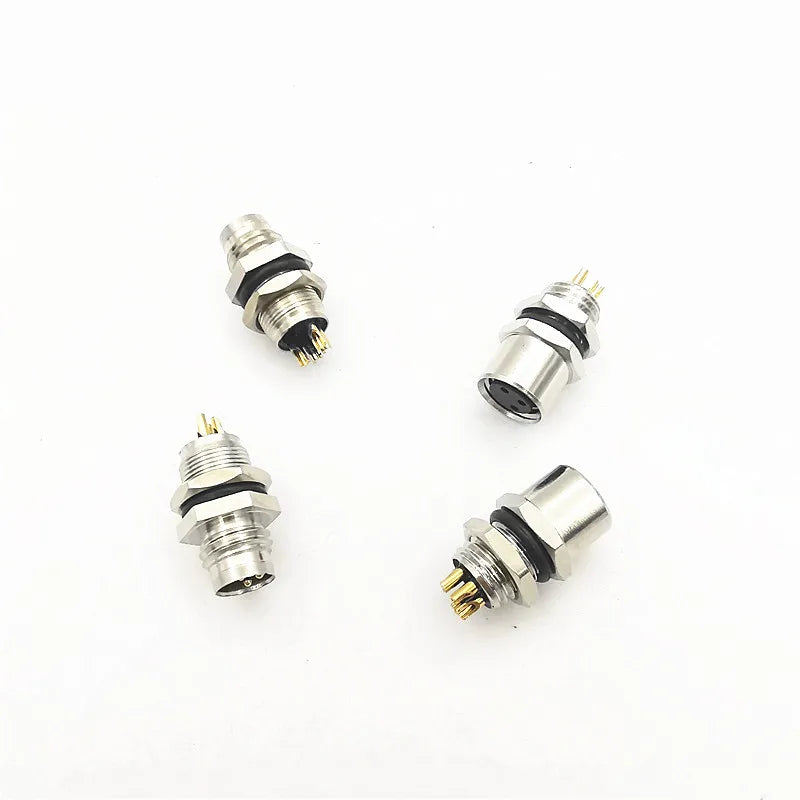 M8 Flange Socket Sensor Male&Female Stainless Steel Connector A Type 3&4 Pin panel back mount threaded coupling