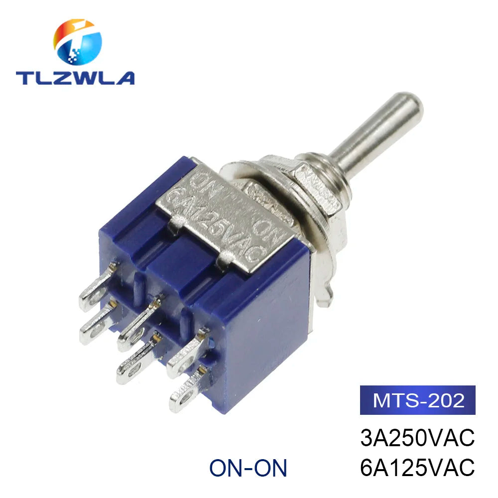 100PCS Toggle Switch SPDT DPDT Rocker Switch MTS 5A 6A 125V Self-Reset Switch 3A 250 AC 3 6PIN ON-ON ON-OFF-ON Starting Switch