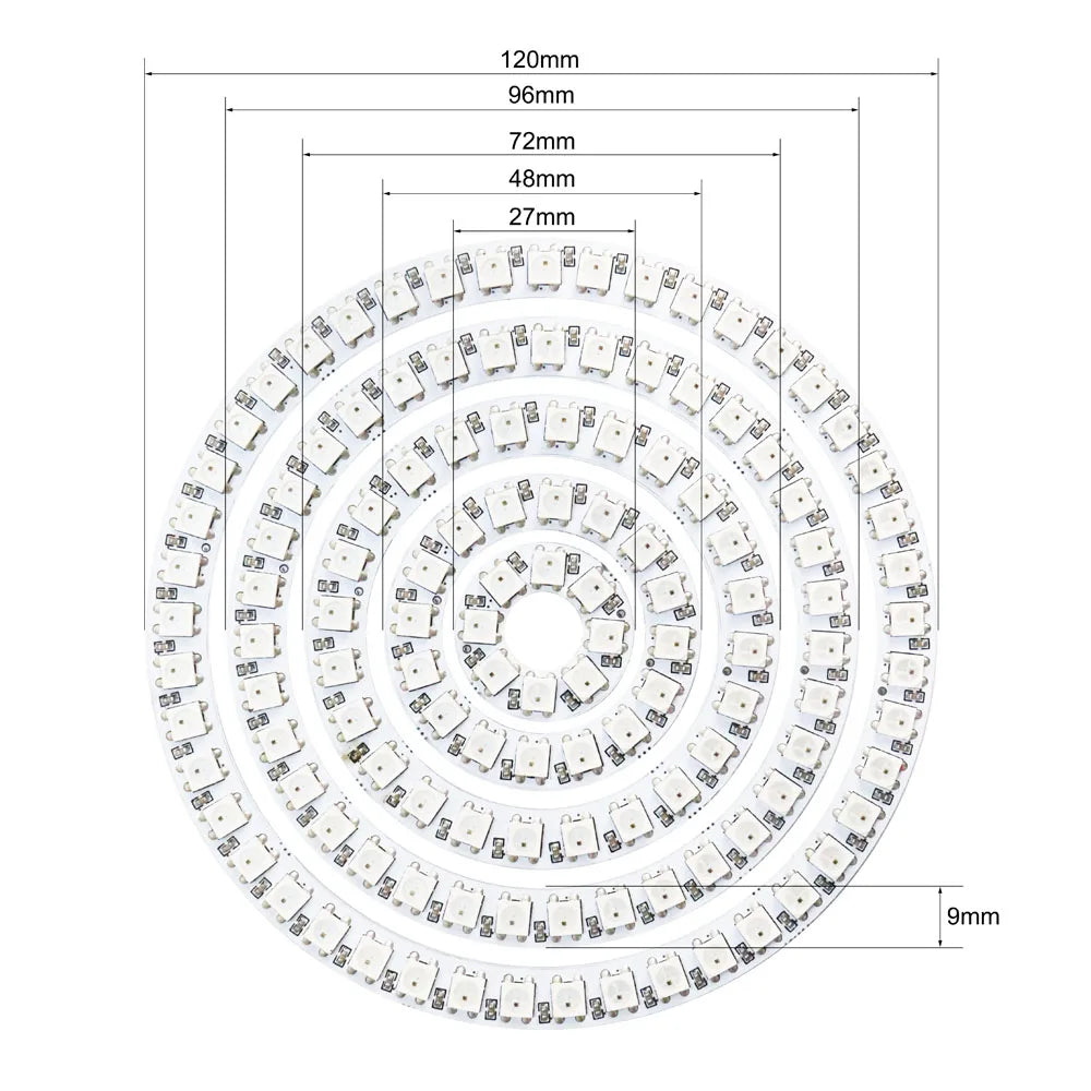 WS2812b Led Ring Addressable 8/16/24/35/45Leds 5050 RGB Led Diode Ring Color IC Built-in LED