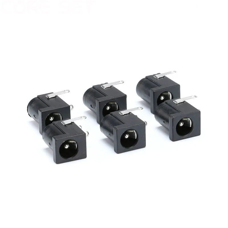 10Pcs DC-005 PCB Mount 5.5 x 2.1 mm Female DC Power Jack Plug Socket Connector Black 2.1 socket Round the needle