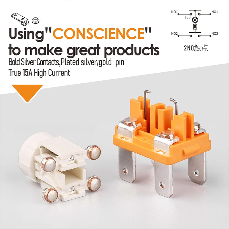 LANBOO High-End Quality Latching  Rocker Switch 20A 16Amp Current Push Button 2no2nc with LED 3-8V/9-24V/220V