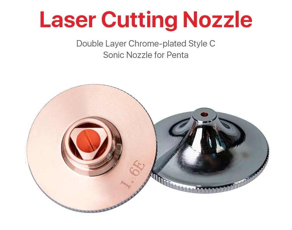 Ultrarayc Laser Nozzles Chrome-plated Double Layers D28 Caliber 1.2mm-1.6mm for Penta Sonic Cutting Metal