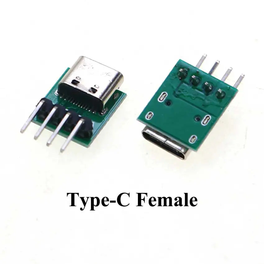 Cltgxdd 1pcs Data Charging Cable Jack Test Board with Pin Header 90/180 Degree USB 3.1 Type-C Female Male Connector