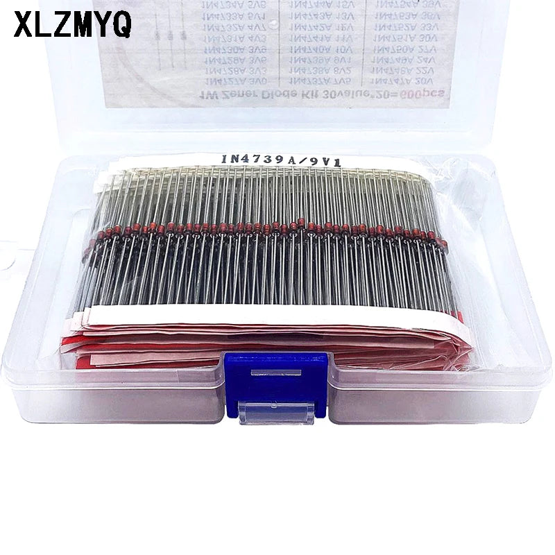 600pcs 3V-47V Diode Kit 1W Zener Voltage Regulator 39V 30V 27V 24V 22V 20V 18V 16V 13V 12V 10V Zener Diode Set 30Values*20pcs