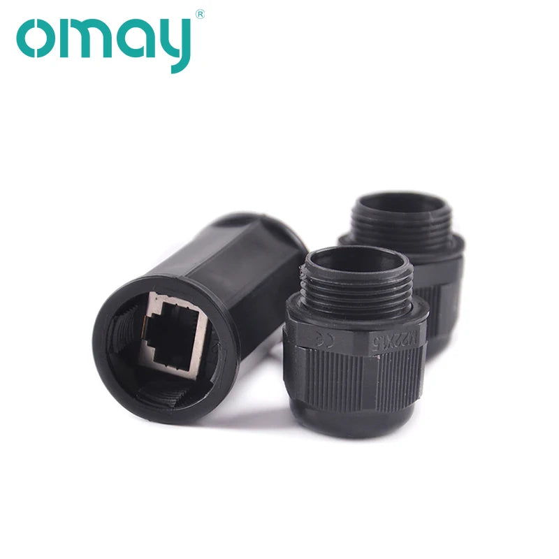 RJ45 Waterproof Connector IP67 Ethernet Network Cable Connector Double Head Adapter Coupler Extension for Cat5 6 7 8P8C
