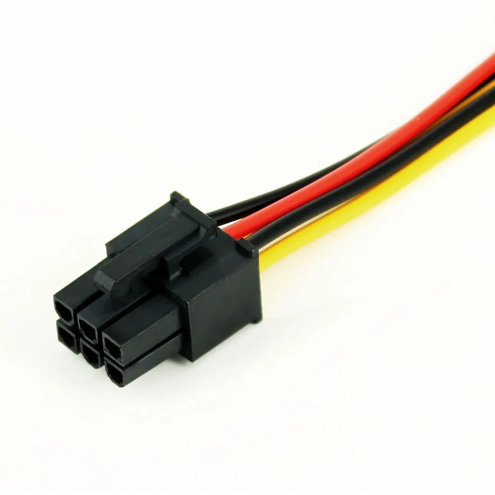 Dual 4Pin IDE Molex Male to 6Pin Male Power Extension Cable 17cm for Graphics Card BTC Miner PC Computer Power Cord Adapter