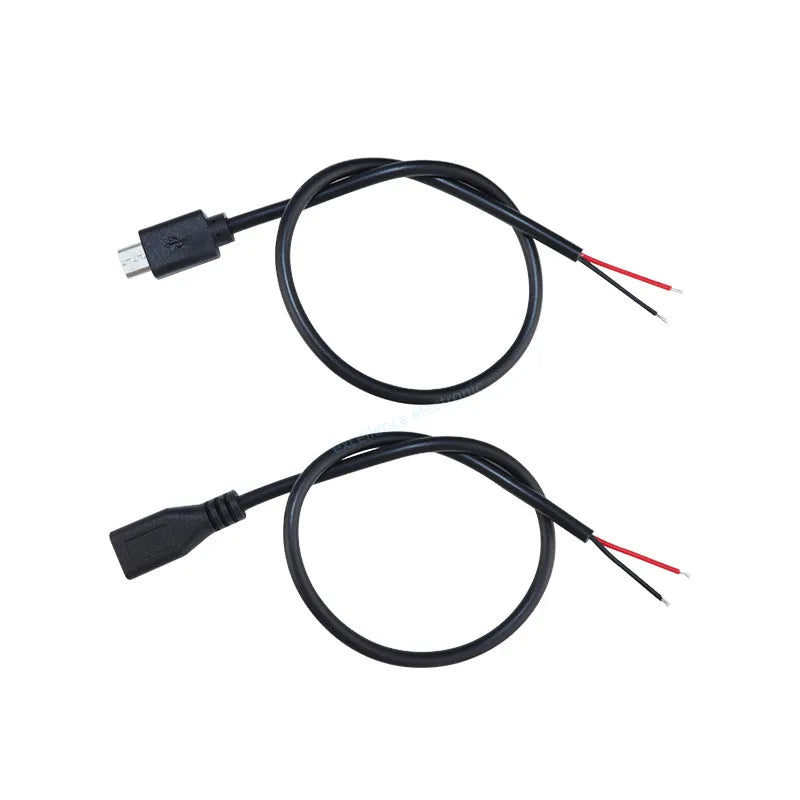 1pcs Micro USB 2.0 Female Jack Android Interface 4 Core 2 Core Male Female Power Data Charge Cable Cord Connector 30CM Cable