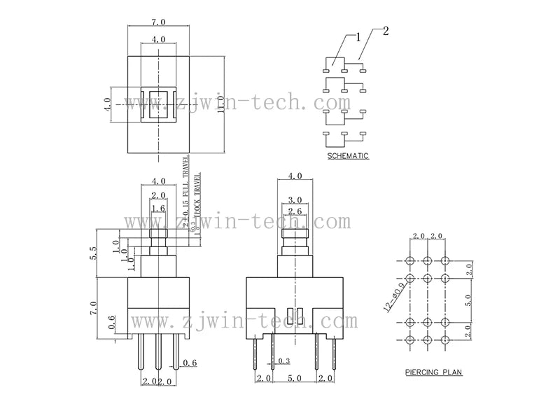 10PCS/Lot 11MM*7MM Self-locking Power On Off Switch Micro Switch 12pin DIP Latching Press Button Switch