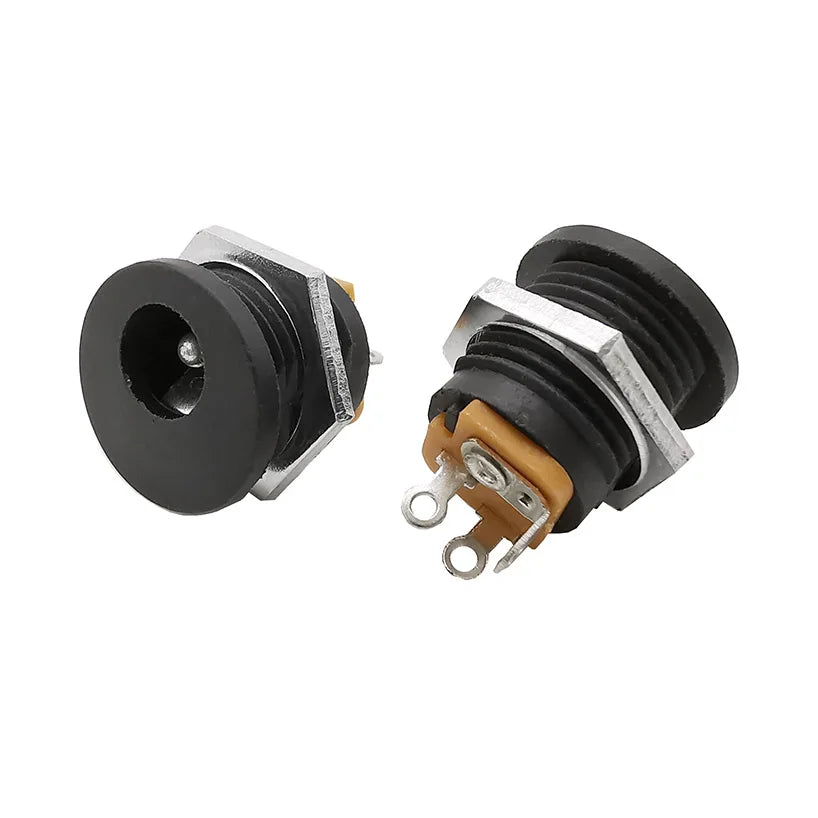 DC-022 5.5x2.1mm DC Power Female Socket Connector DC Plug Jack Screw Nut Interface Panel Mounting Socket Connector DC022 5.5*2.1