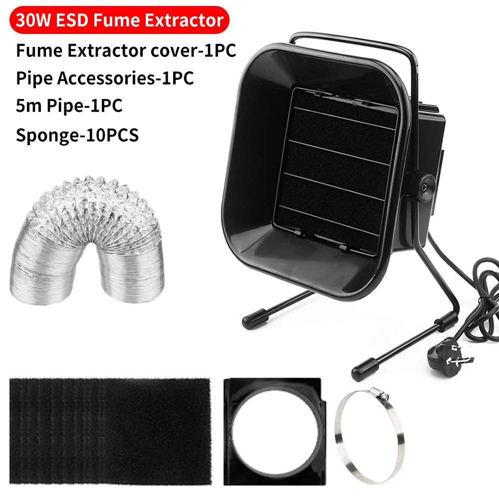 LUXIANZI 16/30/50/60w Solder Iron Smoke Absorber Set Smoking Instrument with Filter Sponge EU/US/UK Plug ESD Fume Extractor Kit