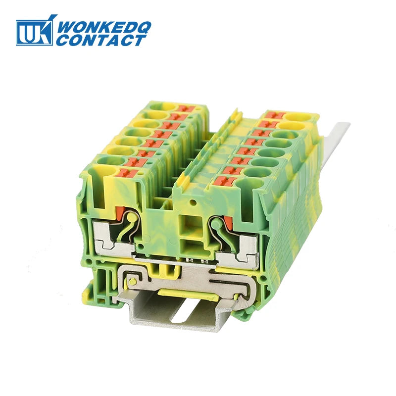10Pcs PT6 Push-in Terminal Block Din Rail 6mm² Screwless Spring Feed-Through Connector Wire Electrical Strip Plug PT-6 PT 6