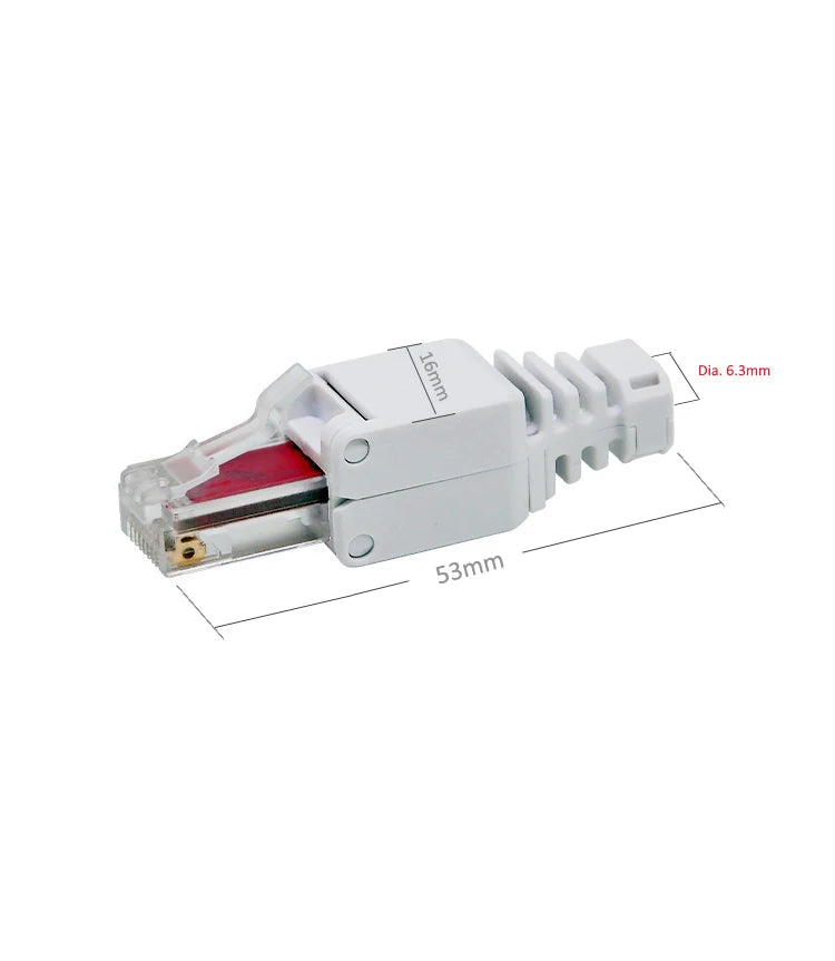 RJ45 UTP Unshield Field Connector Termination Field Plug Toolless Modular Plug for 6A/6/5e 23/24 AWG Network LAN Cables