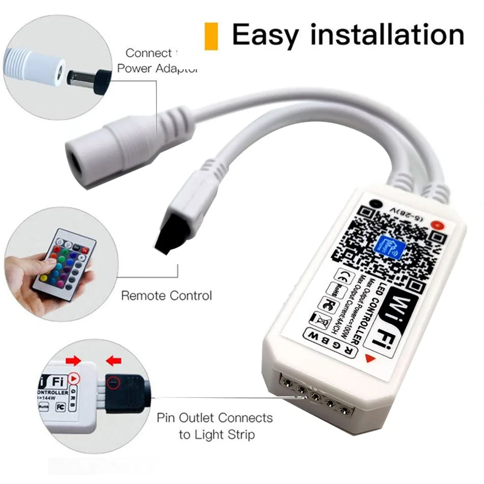 12V 24V LED Strip WIFI RGB RGBW Controller Android IOS APP Bluetooth-compatible Magic Home IR Control For RGB RGBW LED Strip