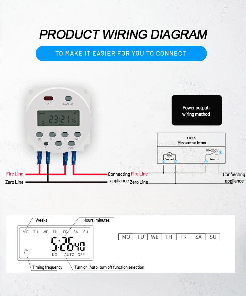 CN101A LCD Time Switch 12V 24V 110V 220V Time Relay Street Lamp Lillboard Power Supply Timer