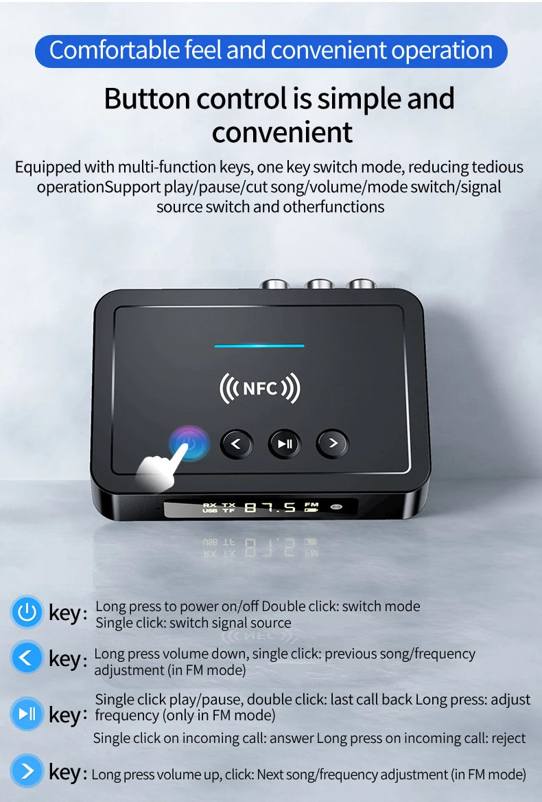 Bluetooth 5.0 Receiver Transmitter FM Stereo AUX 3.5mm Jack RCA Optical Wireless Audio Adapter Remote Control For TV  Car Kit