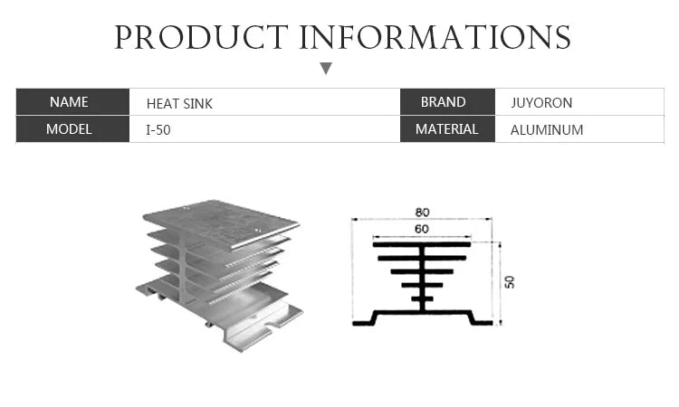 Single Phase Aluminum Heat Sink Dissipation Radiator I-50 Din rail Mount with for 10A 25A 40A Solid State Relay SSR