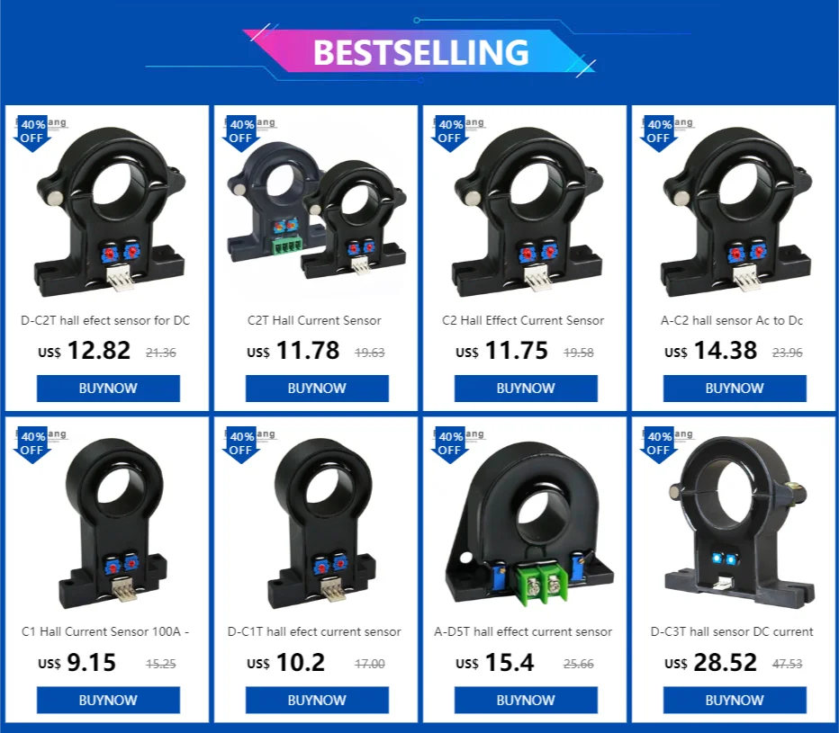 D-C1T Hall Effect Current Sensor for 100A 200A 300A 400A 500A DC Current Transformer Transducer Output DC4V for Electrochemical