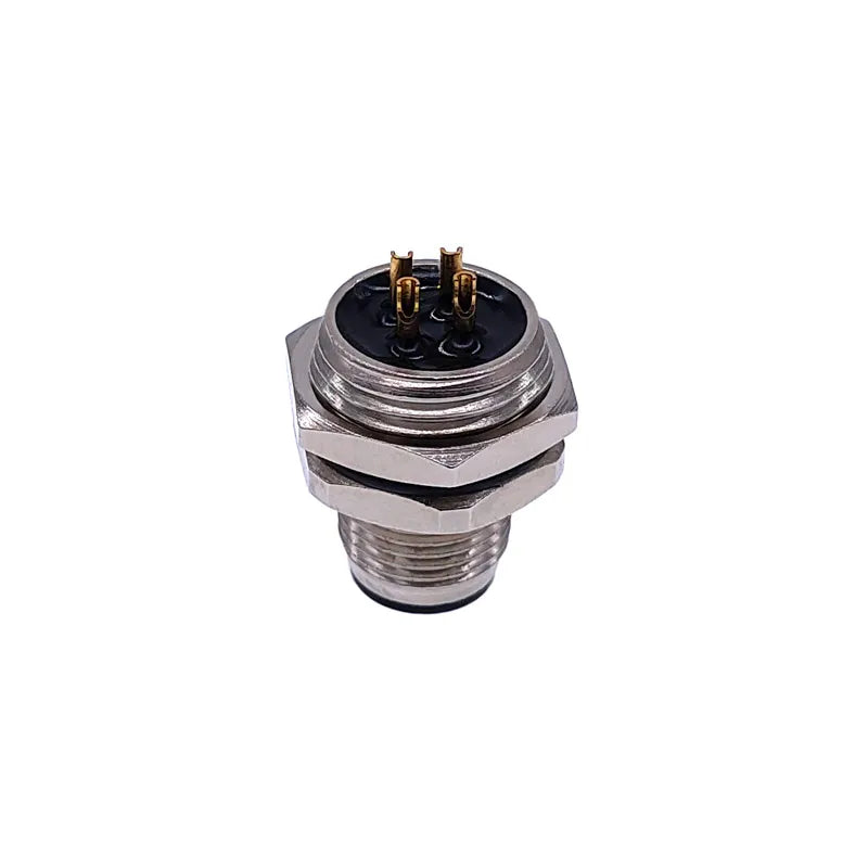 M12 Panel Back Mount Flange Socket Sensor Connector Waterproof Screw Threaded Coupling Male Female 3 4 5 8Pin M1216