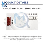 AC85-250V TDL-1918 5.8G Microwave Radar Sensor Switch Fully Automatic Induction Microwave Detector Radar Switch