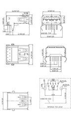 5Pcs USB Connectors 3.0 A Type Female AF Type 90 Degree Side Insertion 180 Degree High Speed Interface MICRO Connector