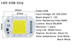 COB LED Lamp Chip AC 220V LED Bulb 10W 20W 30W 50W IP65 High Power Smart IC DIY Flood light Bulb Spotlight Outdoor Chip Lamp