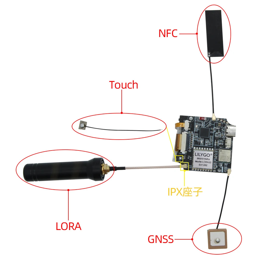 T-Echo NRF52840 SX1262 433 / 868 / 915MHz Module LORA GPS 1.54 E-paper BLE NFC for Arduino
