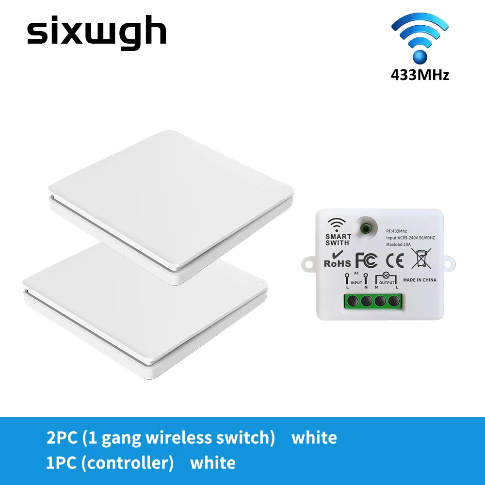 SIXWGH Smart Wireless Switch RF433Mhz Self-Powered Push Button Wall Panels Remote Controller Light Switch Waterproof Wall Switch