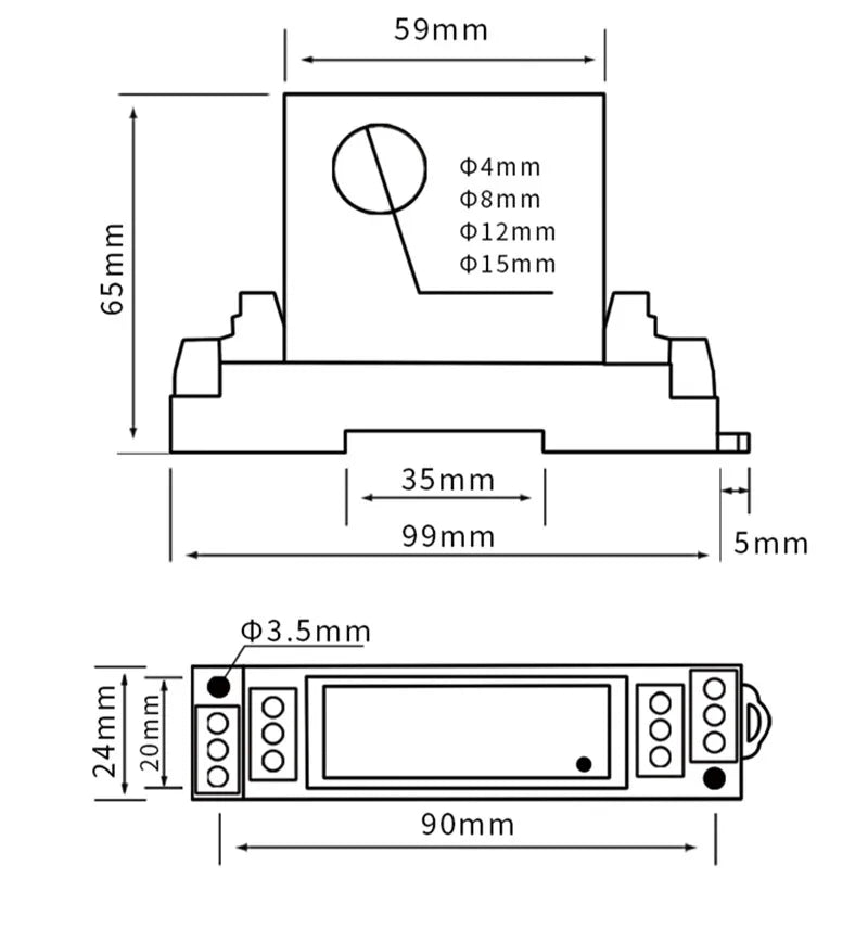 JXK-14 Hall Current Sensor AC 5A 10A 20A 50A 100A 4-20mA 0-10V RS485 Output Ampere Transducer Current Transformer