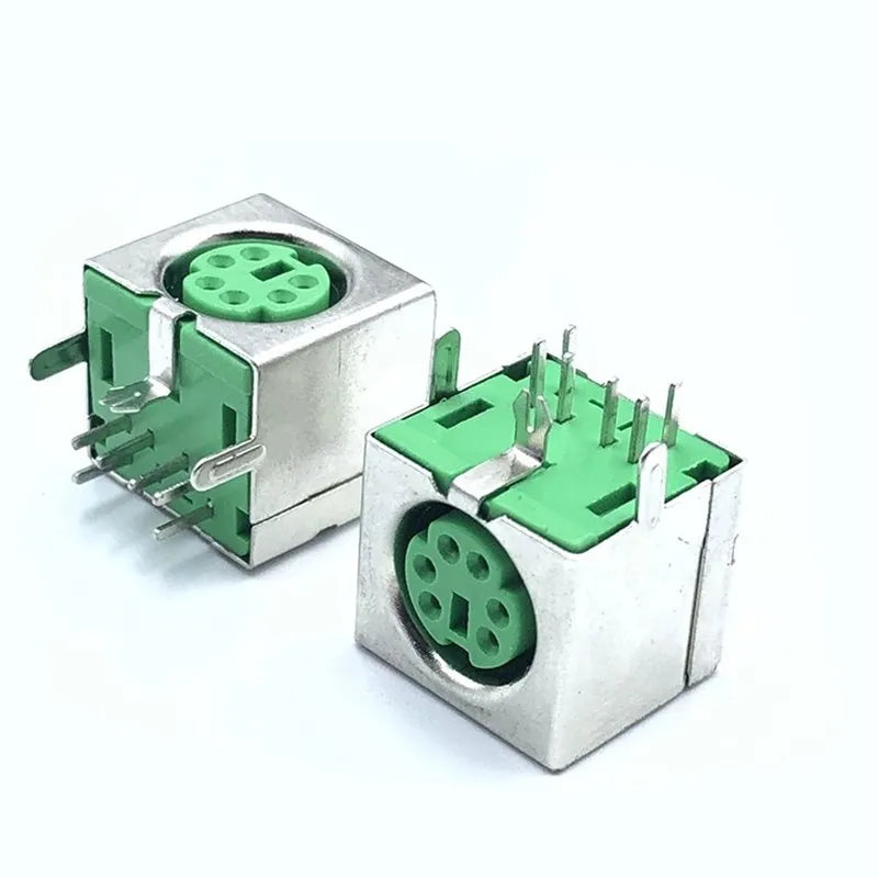 2/5/10Pcs PS2 Female Socket Jack Connector On PCB Black/Green/Purple 6 Pins PS/2 Square Jack Adpater
