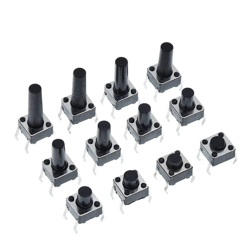 GREATZT 6X6X5/4.3/5.5/6/7/8/9/10/13MM Tact Switch Push Button Switch 12V 4PIN DIP Micro Switch For TV/Toys/home use Button