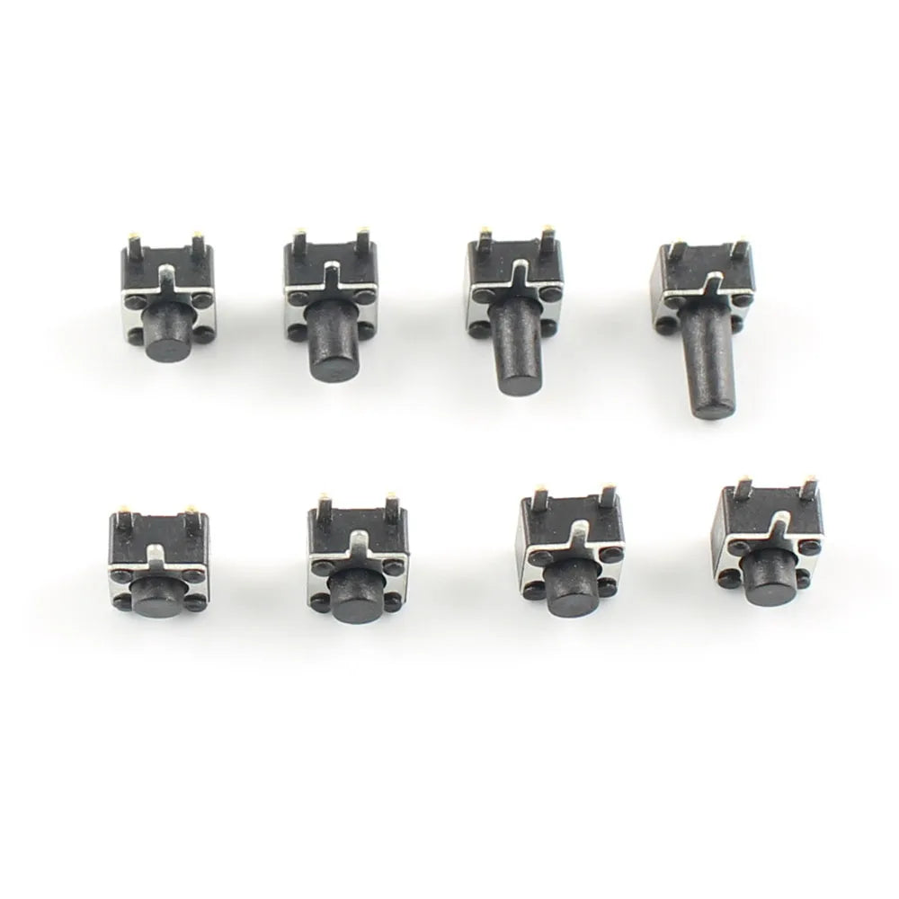 50pcs Micro Switch 4.5*4.5 Button Momentary Tactile Tact Push 3 Pin DIP Rgiht Angle 4.5x4.5x3.8/4.3/4.5/4.8/5/6/7/8 mm
