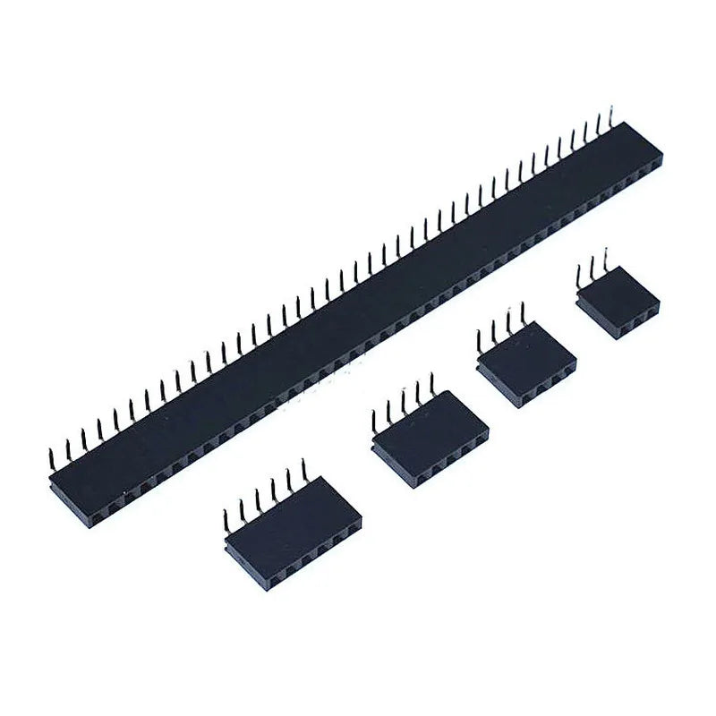 10Pcs 2.54mm Pitch Right Angle Single Row Female Pin Header Strip Socket PCB Board Connector 2~40Pin Stright Pinheader Adapter