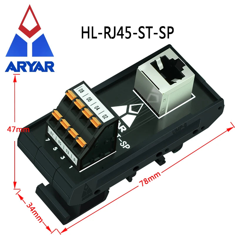 Quick Wiring RJ45 Female To Spring Termianl Block Module RJ45 Vertical Breakout Board Din Rail Mounting Splitter Adapter
