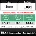 10 METER/LOT BLACK 1/2/3/4/5/6/8/10/10/12/14/16/18/20mm Heat Shrink Tubing Flame Retardant Tube Kit Insulation Tubing Wire Cable