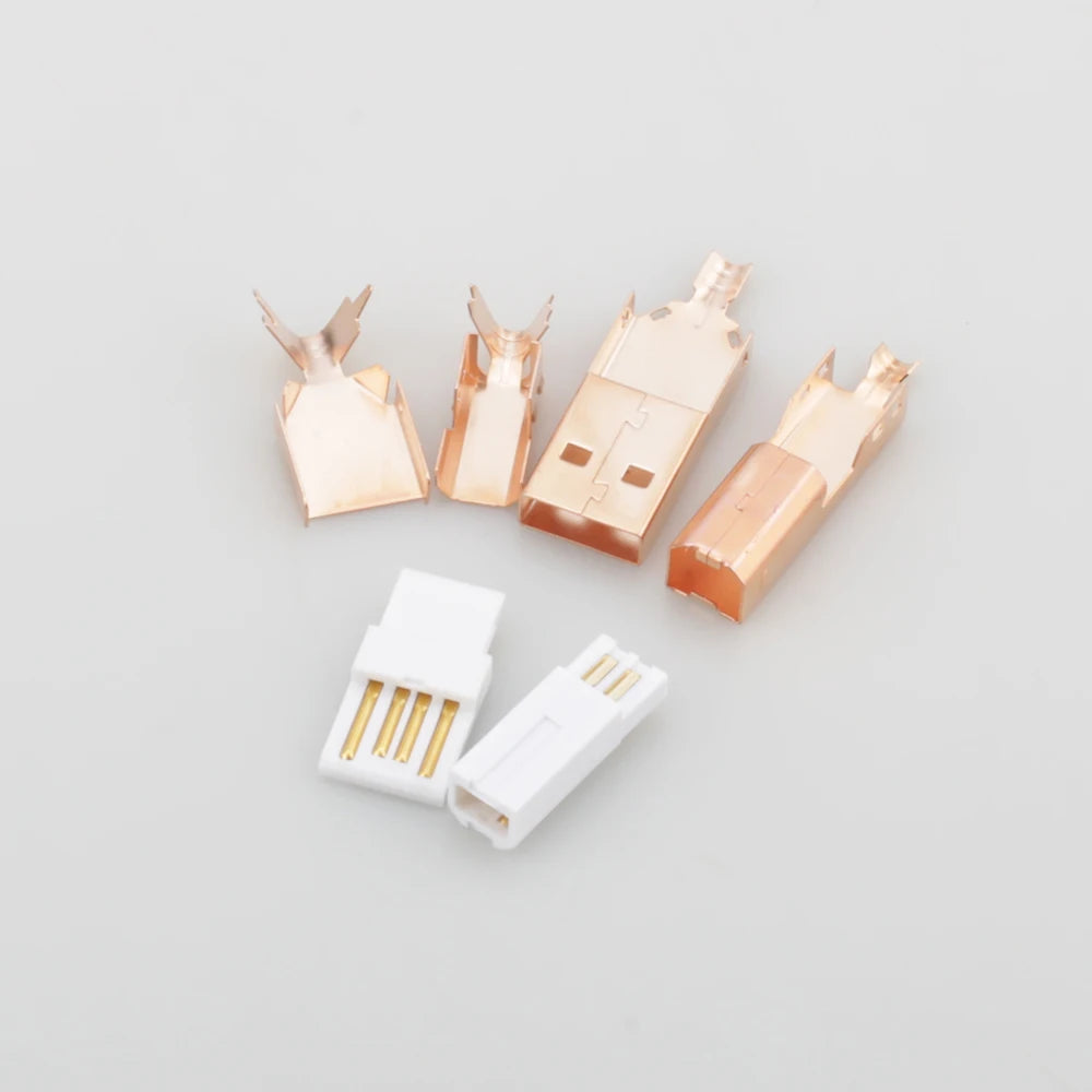 Hi-End Rose Gold Plated USB Connector USB A+USB B Type A-B Plug For DIY USB Cable Taiwan Made