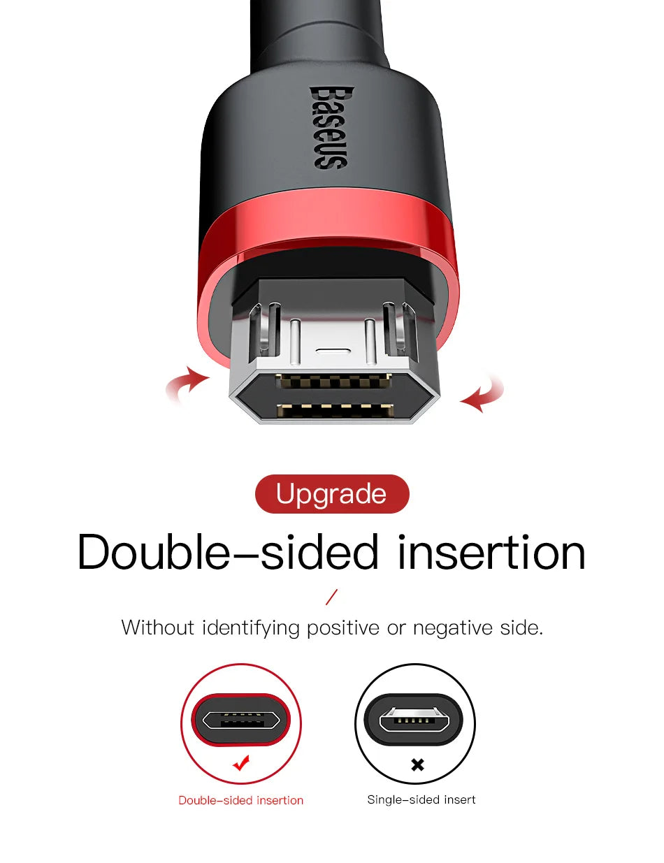 Baseus USB Micro Cable Quick Charge 3.0 Cable Fast Charging for Huawei P30 Xiaomi USB-C Charger Wire