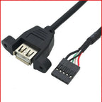 1/2/5/10Pcs 30CM Dupont 5Pin 2.54mm Female to USB Type A Female Adapter Motherboard Extender Cable with Screw Panel Mount Holes