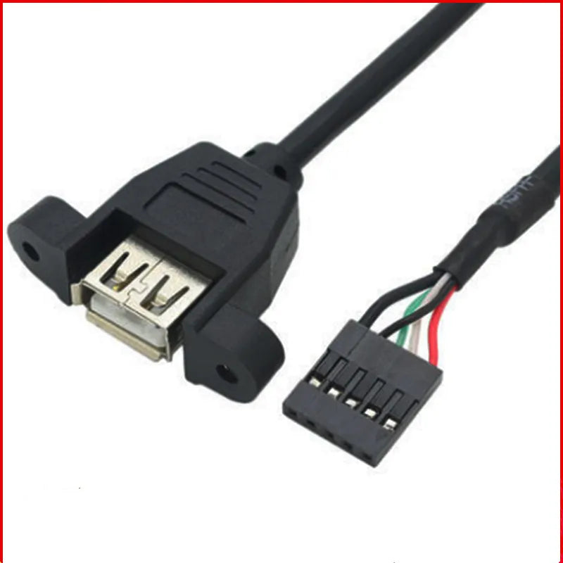 1/2/5/10Pcs 30CM Dupont 5Pin 2.54mm Female to USB Type A Female Adapter Motherboard Extender Cable with Screw Panel Mount Holes