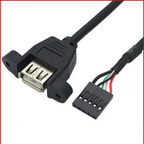 1/2/5/10Pcs 30CM Dupont 5Pin 2.54mm Female to USB Type A Female Adapter Motherboard Extender Cable with Screw Panel Mount Holes