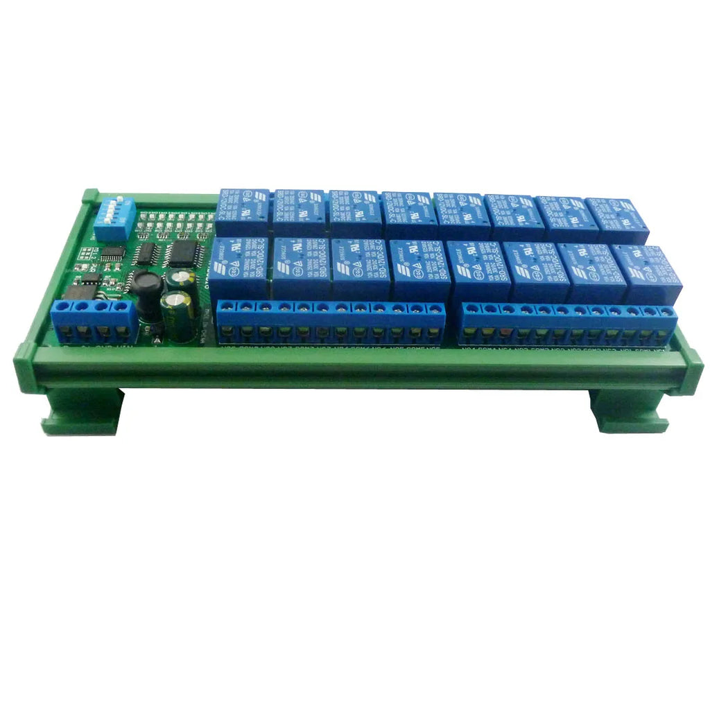 16-Channel 12V 10A DIN Rail Box PLC Expansion Board RS485 Modbus RTU Relay Module