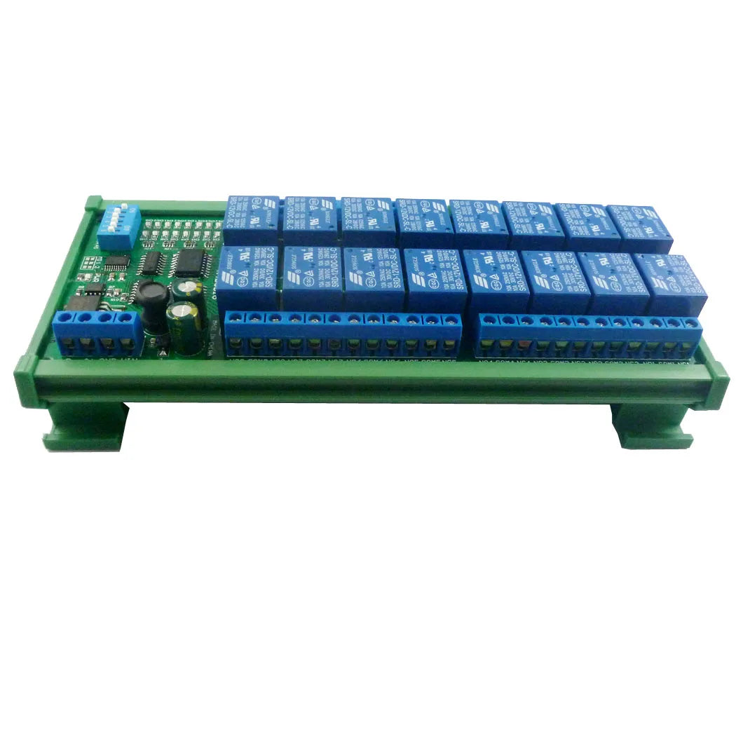 16-Channel 12V 10A DIN Rail Box PLC Expansion Board RS485 Modbus RTU Relay Module