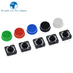 25PCS Tactile Push Button Switch Momentary TZT 12*12*7.3MM Micro switch button + 25PCS Tact Cap(5 colors) for Arduino with Case
