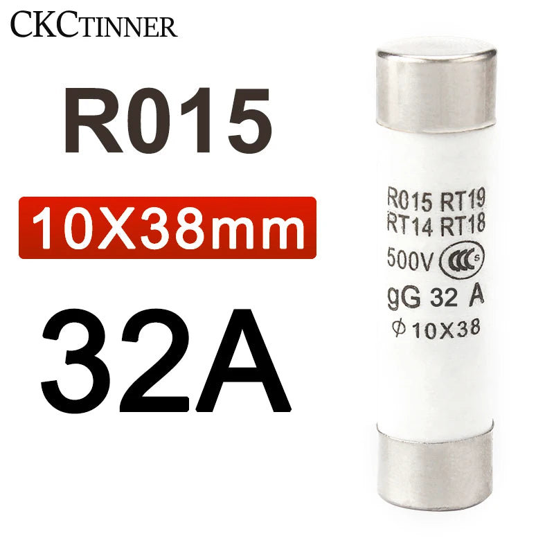 10Pcs 10*38 Fast blow Ceramic Fuse 10x38mm Fuse 500V  1A 2A 3A 4A 5A 6A 8A 10A 16A 20A 25A 32A  RO15 RT19 RT14 RT18