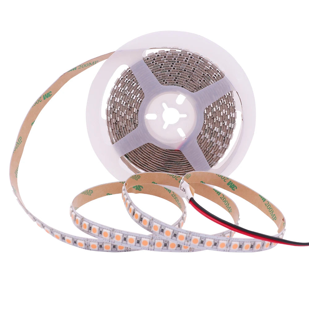 DC12V LED Strip 5050 5054 2835 120 240LEDs/M High Bright White Red Blue Pink Yellow RGB Flexible Ribbon Tape Light Lamp 5m