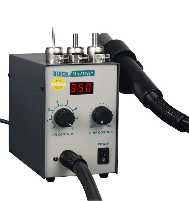 1pc QUICK 957DW+ LED display adjustable hot air heat gun with Helical Wind 580W SMD rework station
