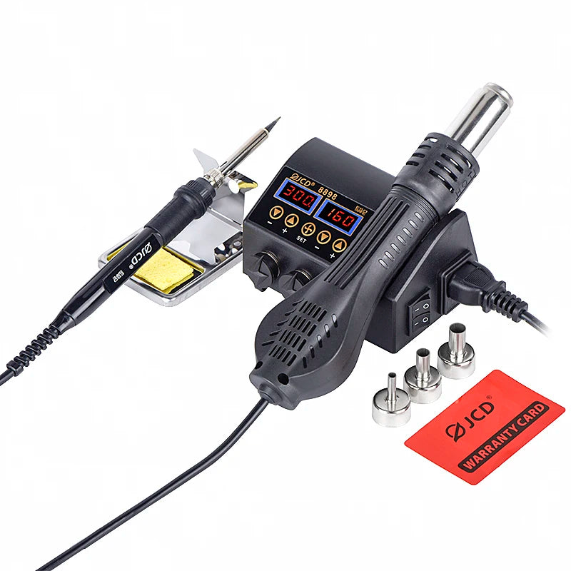 JCD 2 in 1 750W Hot Air Gun LCD Digital Display Welding Soldering Rework Station for Cell-phone BGA SMD PCB IC Solder Iron 8898