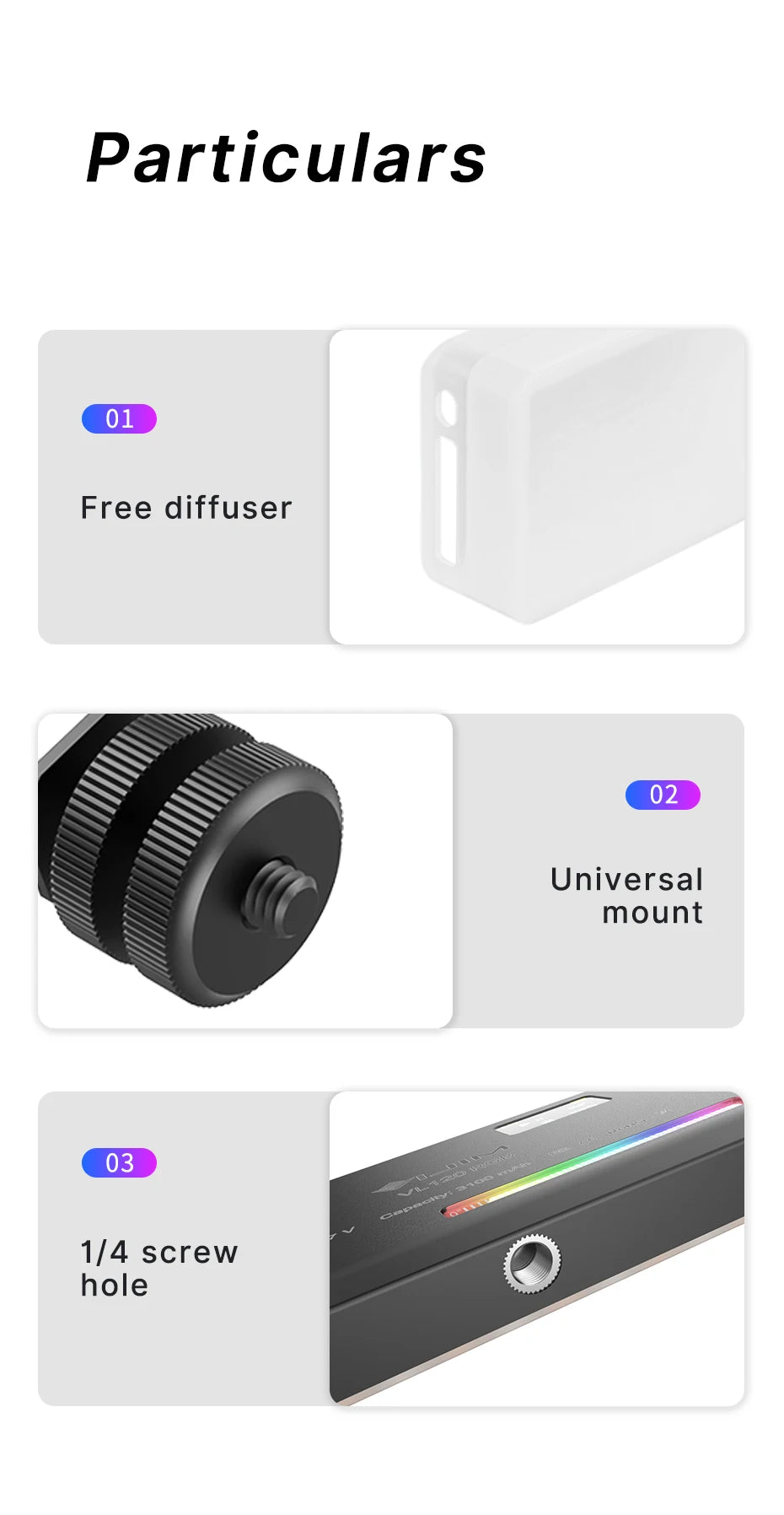Ulanzi VL120 RGB Camera Video Light Mini Portable 3100mAh Photography Lighting Smartphone Vlog Fill Light RGB Video Light