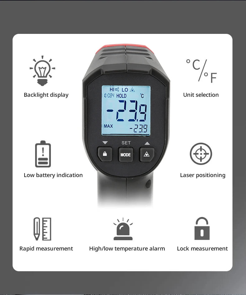 UNI-T Infrared Thermometer UT306S UT306C Non-contact Industrial Laser Digital Temperature Meter Temperature Gun Tester -50-500